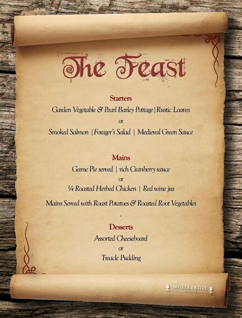 tudor menu